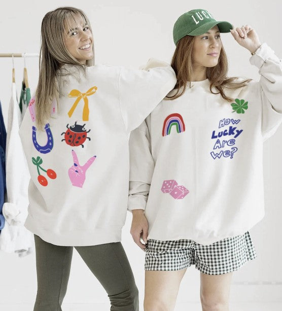 How Lucky Crewneck (White)