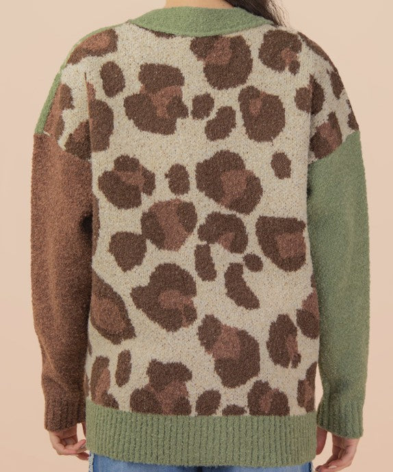 Olive & Leopard Cardigan