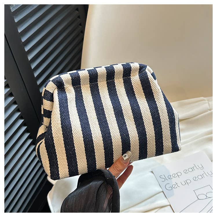 Clutch Purse for Women Summer Beach Striped Dumpling Bag