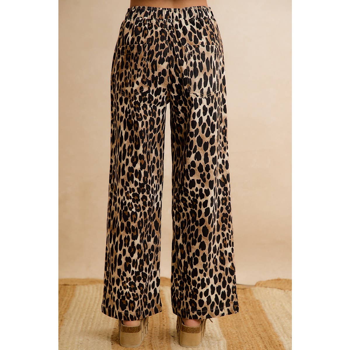 Leopard Pull-On Wide Leg Pants