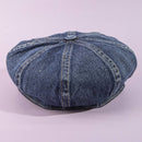 Denim Newsboy Cabbie Cap With Contrast Brim