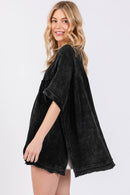 MINERAL WASH FRINGE HEM OVERSIZED TOP