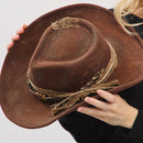 Shapeable Cowgirl Hat with Feather – Brown