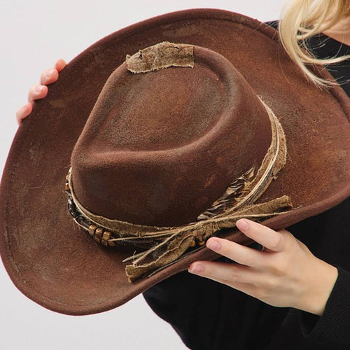Shapeable Cowgirl Hat with Feather – Brown