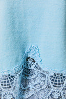 Lace Hem Button Front Knit Sweater Cardigan