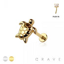 SEA TURTLE THREADLESS (PUSH IN) 316L SURGICAL STEEL LABRET