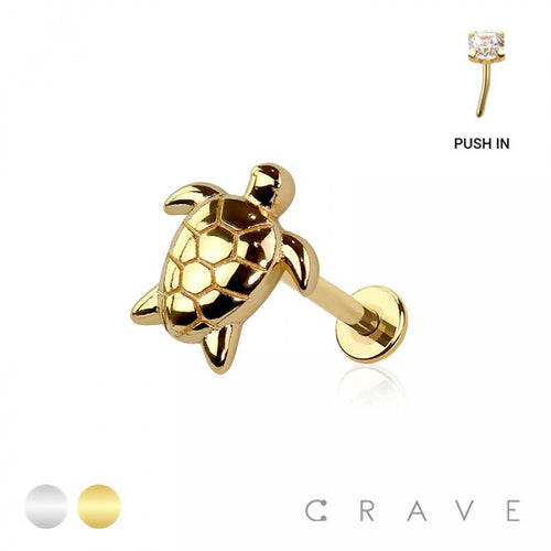 SEA TURTLE THREADLESS (PUSH IN) 316L SURGICAL STEEL LABRET