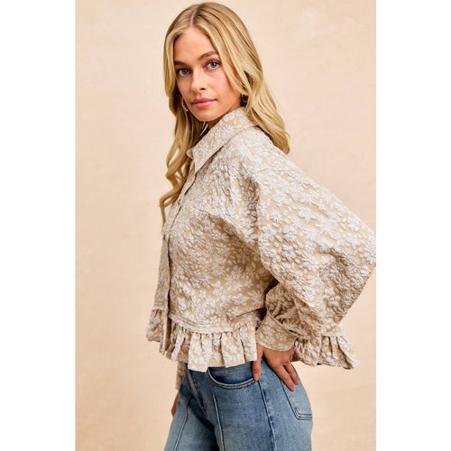 Floral Ruffled Hem Shirt Top