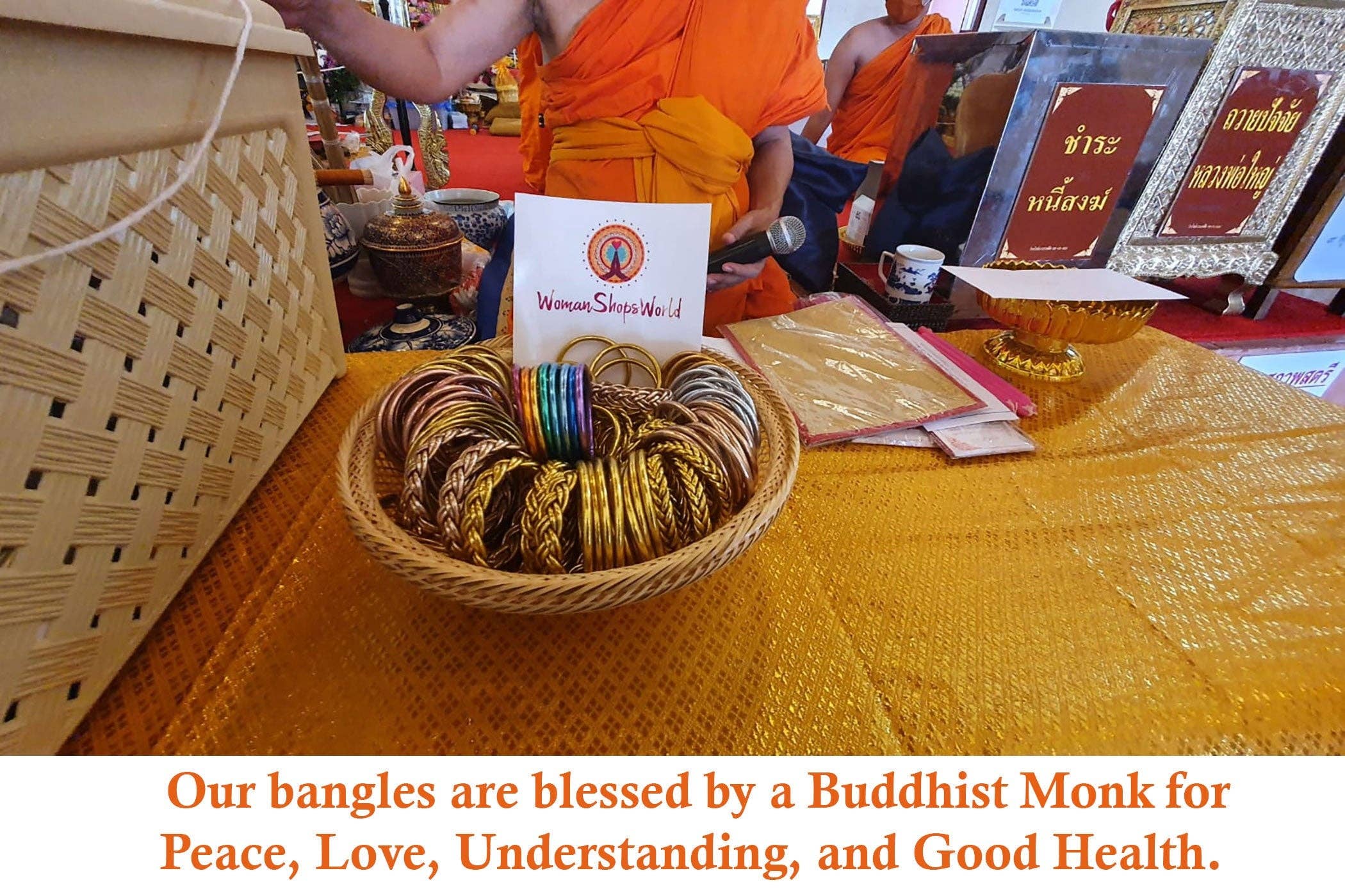 Single Rainbow Thai Buddhist Temple Bracelet, Mantra Bangle