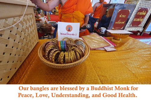 Single Rainbow Thai Buddhist Temple Bracelet, Mantra Bangle