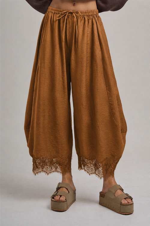 Lace Trim Balloon Leg Pants