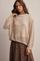 Open-Knit Stripe Sweater Top FSW0056
