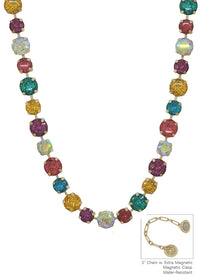 Water Resistant Multi Crystal 10&12MM Stone Magnetic Closure 17" Necklace