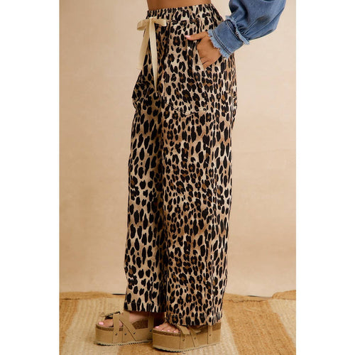 Leopard Pull-On Wide Leg Pants