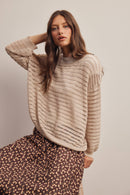 Open-Knit Stripe Sweater Top FSW0056