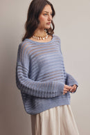 Open-Knit Stripe Sweater Top FSW0056