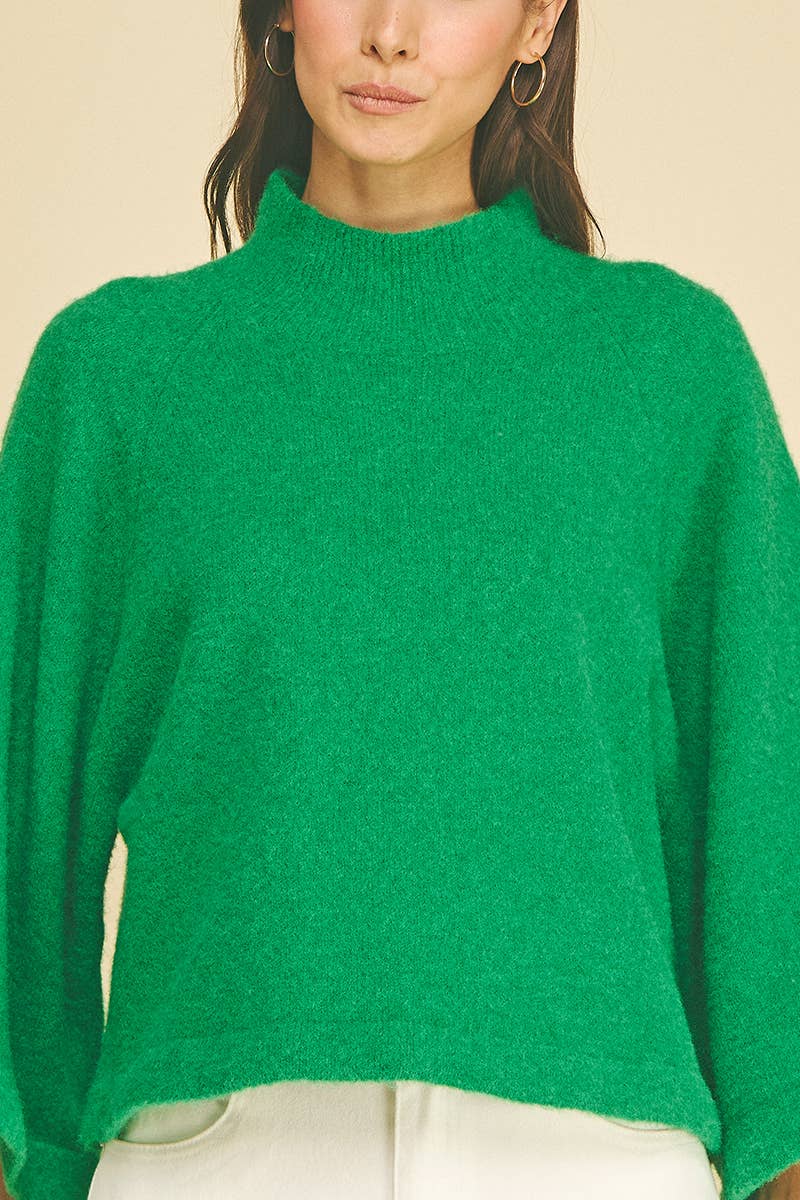 Wide Sleeve Mock Neck Sweater