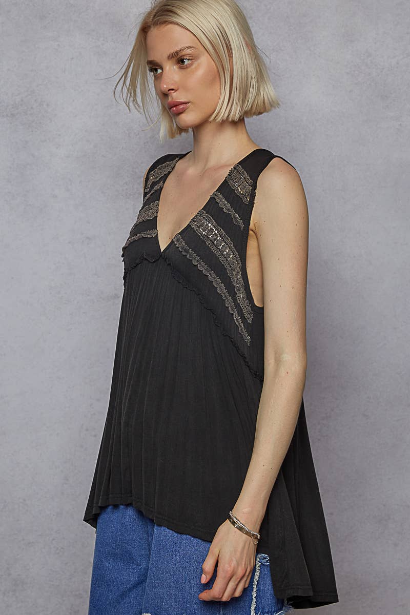 V-Neck Babydoll Knit Top
