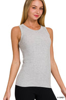 `Ribbed Round Neck Tank Top Zenana