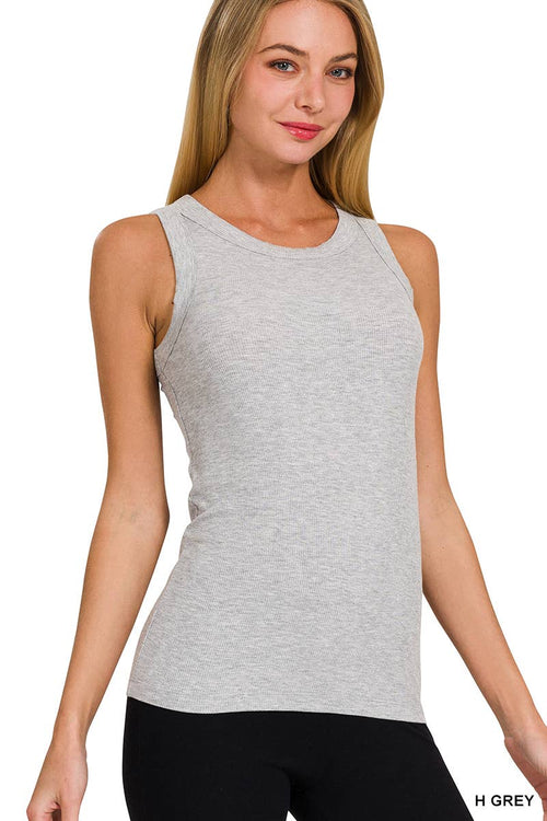 `Ribbed Round Neck Tank Top Zenana