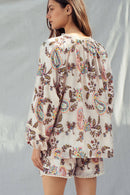 Embroidered Boho Paisley Blouse Top