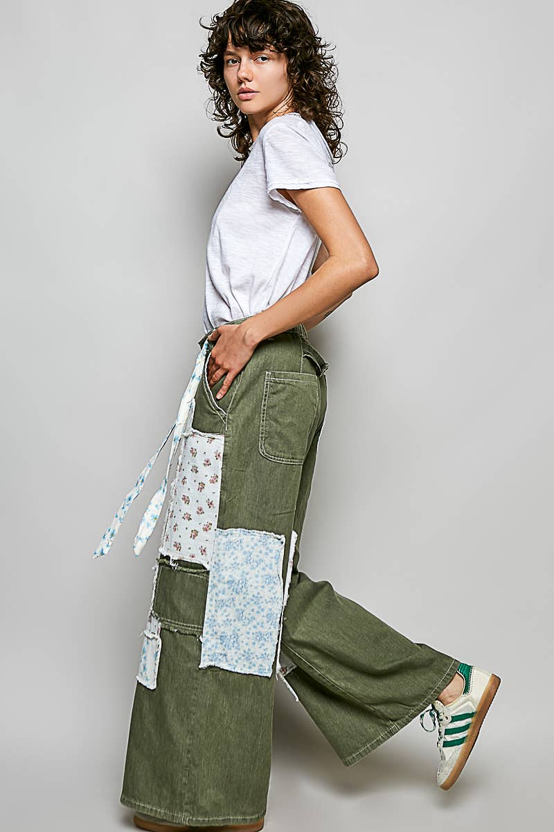 Patchwork Straight Leg Denim