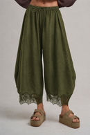 Lace Trim Balloon Leg Pants