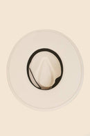 Leopard Strap Flat Brim Fedora Hat