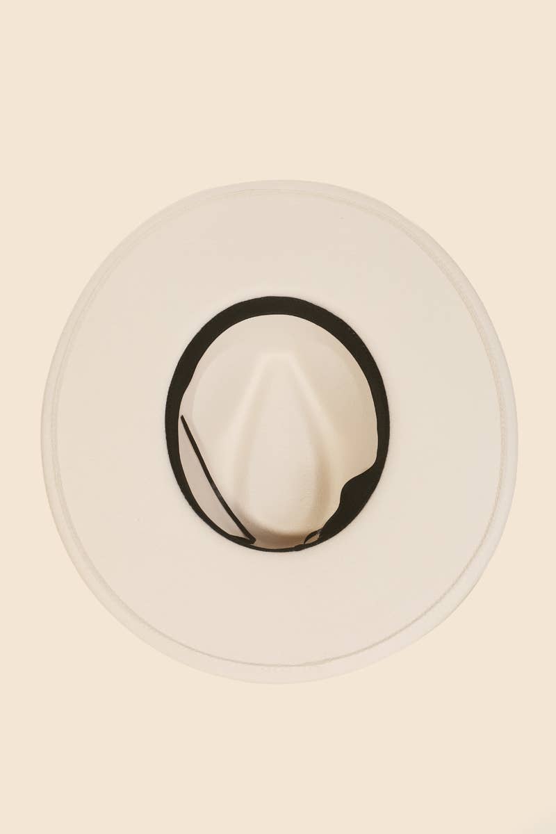 Leopard Strap Flat Brim Fedora Hat
