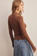 Stretch Ribbed Mock Neck Top FT0063