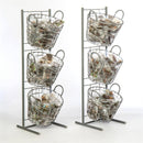 Gray Metal 3-Tier Wire Basket Display Stand