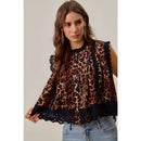 Leopard Pleated Sleeveless Blouse