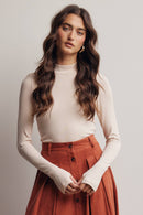 Stretch Ribbed Mock Neck Top FT0063