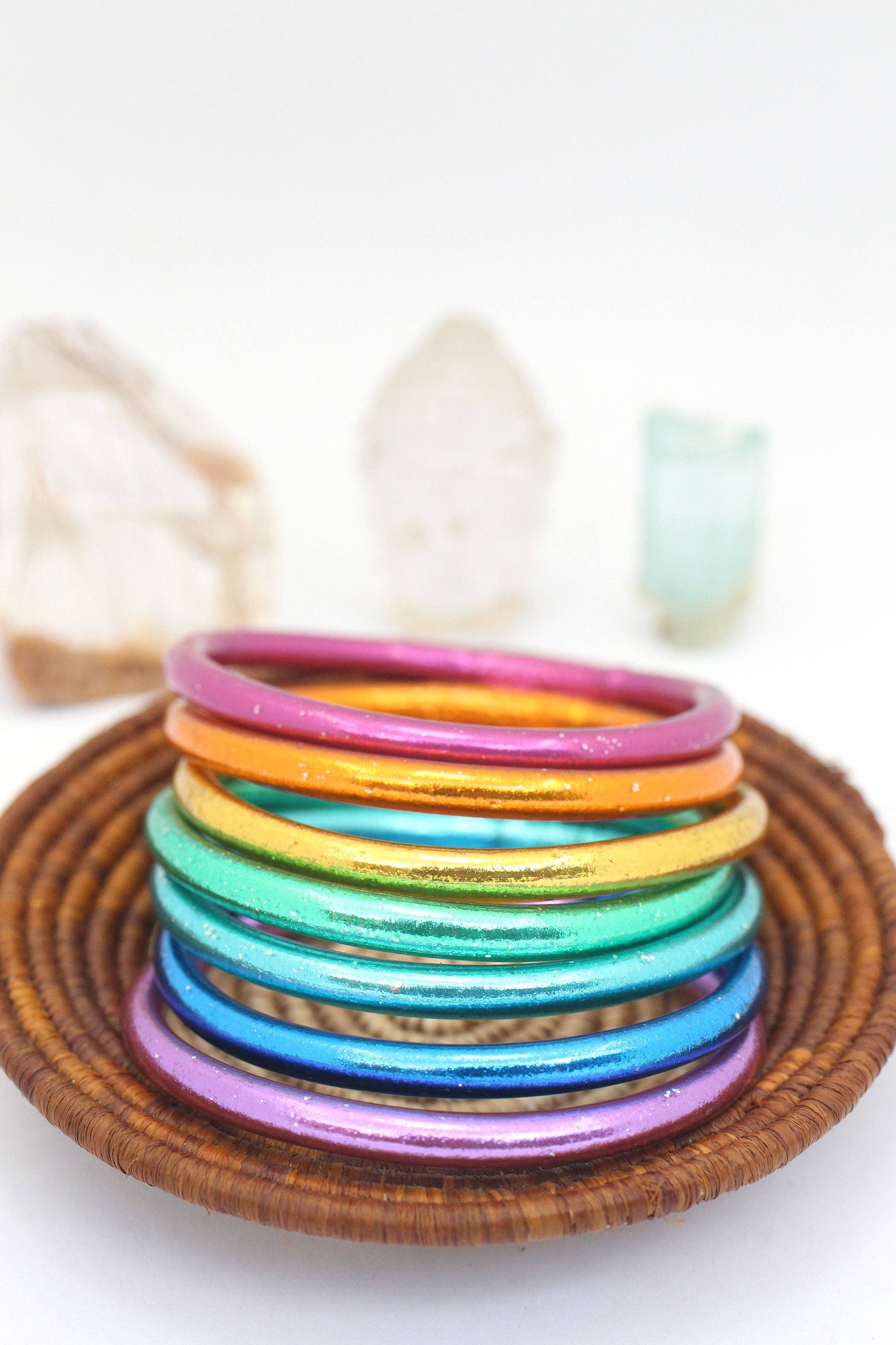 Single Rainbow Thai Buddhist Temple Bracelet, Mantra Bangle