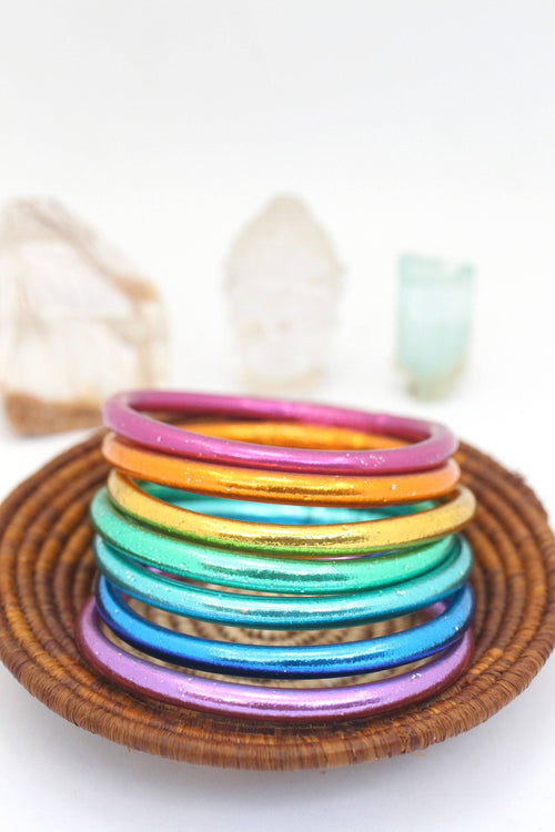 Single Rainbow Thai Buddhist Temple Bracelet, Mantra Bangle