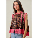 Leopard Pleated Sleeveless Blouse