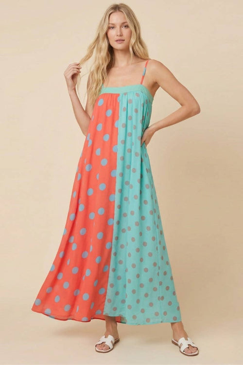 Polka Dot Chiffon Maxi Dress
