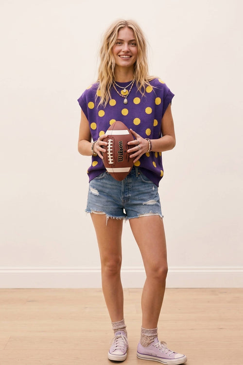 Gameday Polka Dot Sleeveless Knit Top