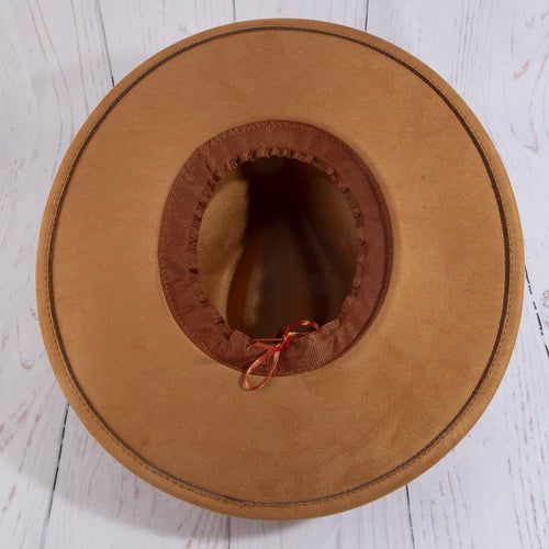 Wide Brim Felt Hat With Floral Ribbon Band