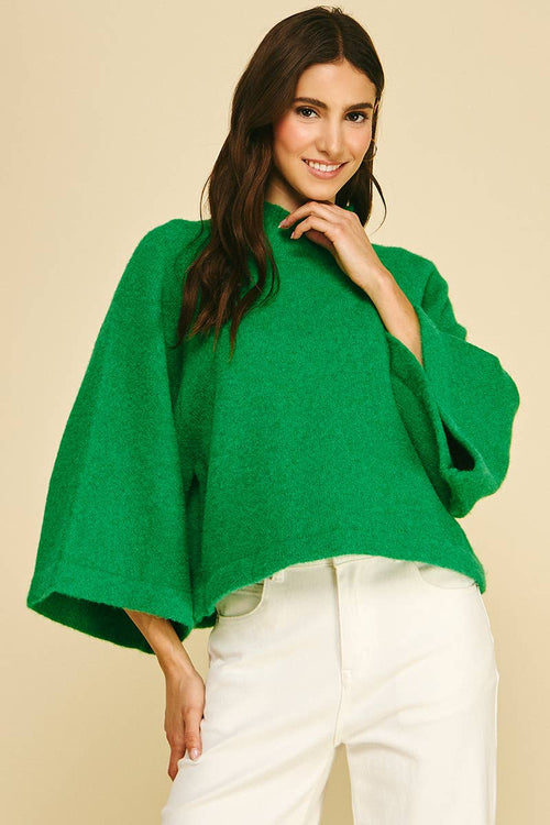 Wide Sleeve Mock Neck Sweater