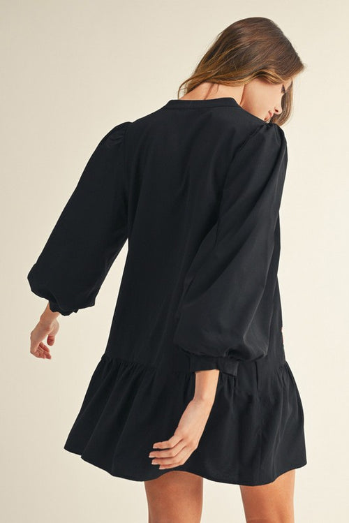 Floral Embroidered Lovely Dress - Black, back