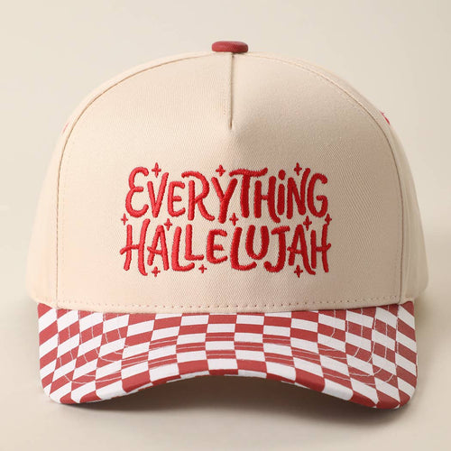 EVERYTHING HALLELUJAH Embroidered Checker Brim Trucker Hat