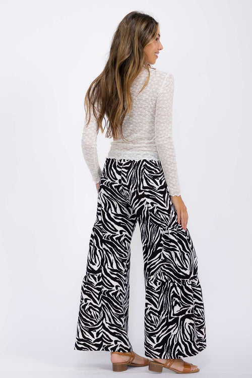 Zebra Print Tiered Pants - Zebra Print