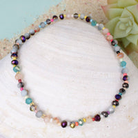 Shimmering Sea Multicolor Bead Stretch Anklet