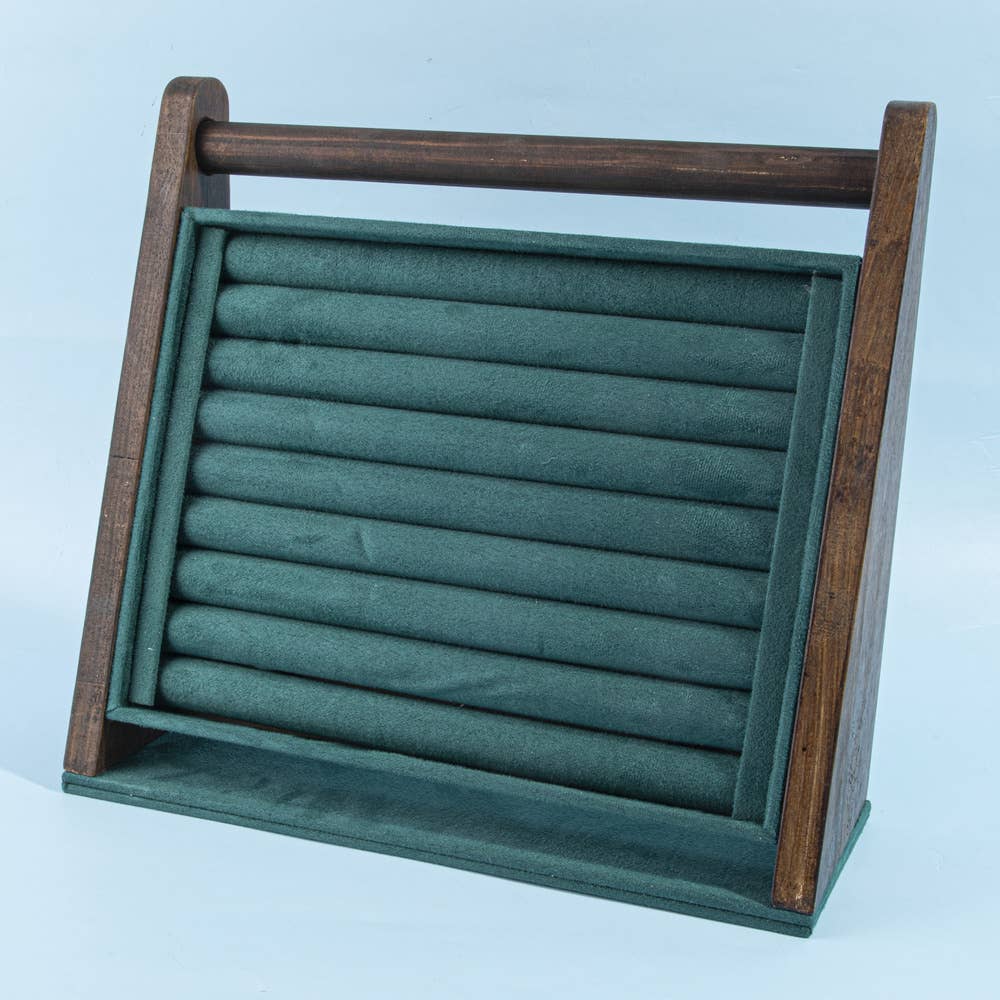 Wood Frame Velvet Ring Display Stand