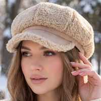 Sherpa Fleece Baker Boy Cap