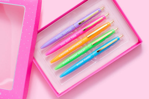 Pen Set - Motivational - Asst Colors - 5 Piece Set