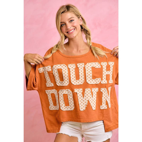 GAMEDAY THEME POLKA DOT PATCHES SHORT SLEEVES TOP