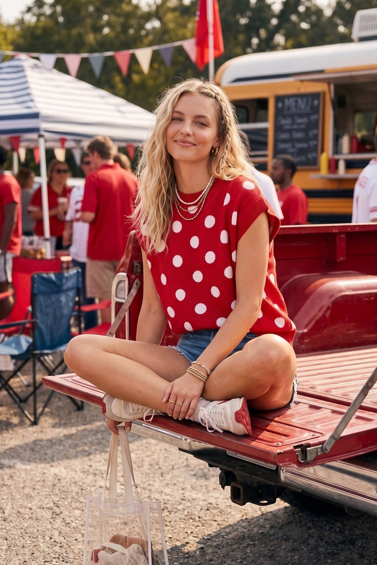 Gameday Polka Dot Sleeveless Knit Top