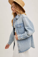 WASHED DENIM BUTTON DOWN SHIRT JACKET
